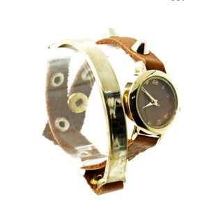 Leather Wrap Around Studded Watch